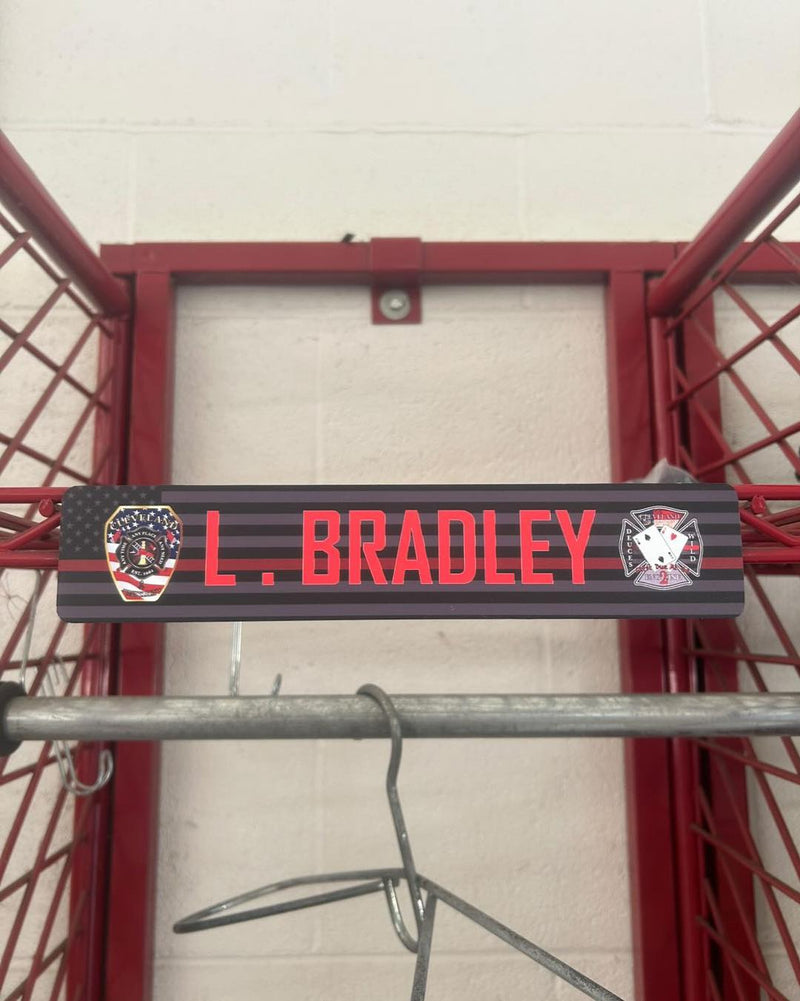 Firefighter turnout gear rack tag